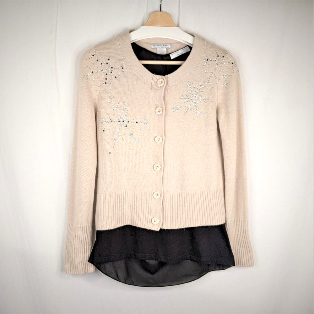 ALBERTO MAKALI Snowflake Cardigan Small NEVER WORN - Picture 1 of 7